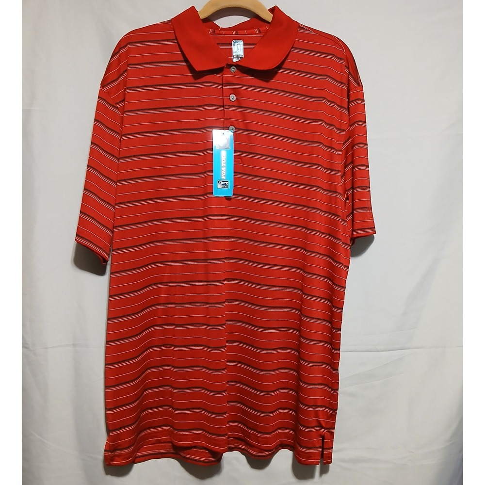 PGA Tour Striped Golf Polo Shirt‎ Short Sleeve Athletic XXL
